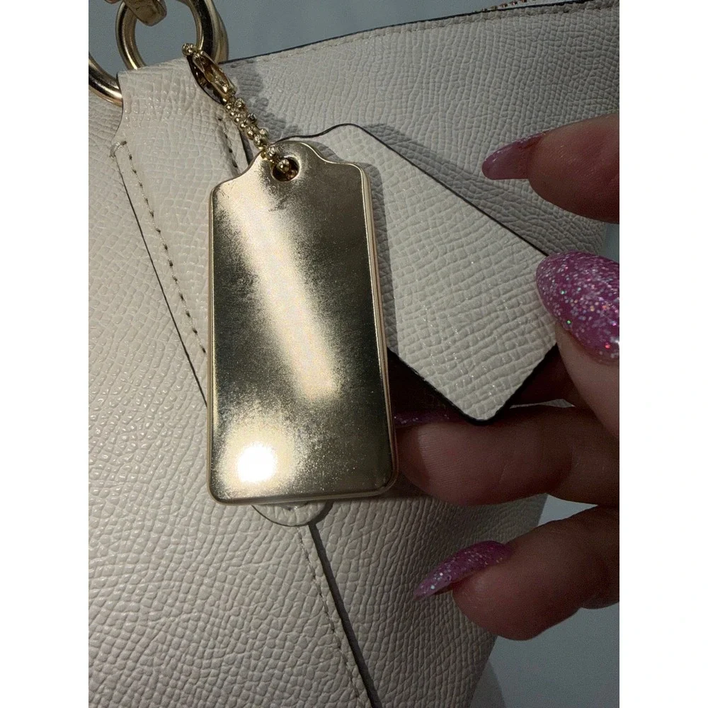 Coach Ava Tote Chalk White Crossgrain Leather Shoulder Bag F57526